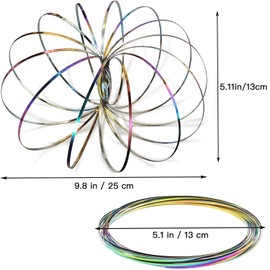 Jishi Flow Ring Fidget Spinner Bracelet for Kids & Adults, Stress Relief Sensory Toys for Boys Girls, Stainless Steel Spinning Bracelet Magic Rainbow Iridescent Arm Spiral Twirler, Kids Gifts 8-12 3-5