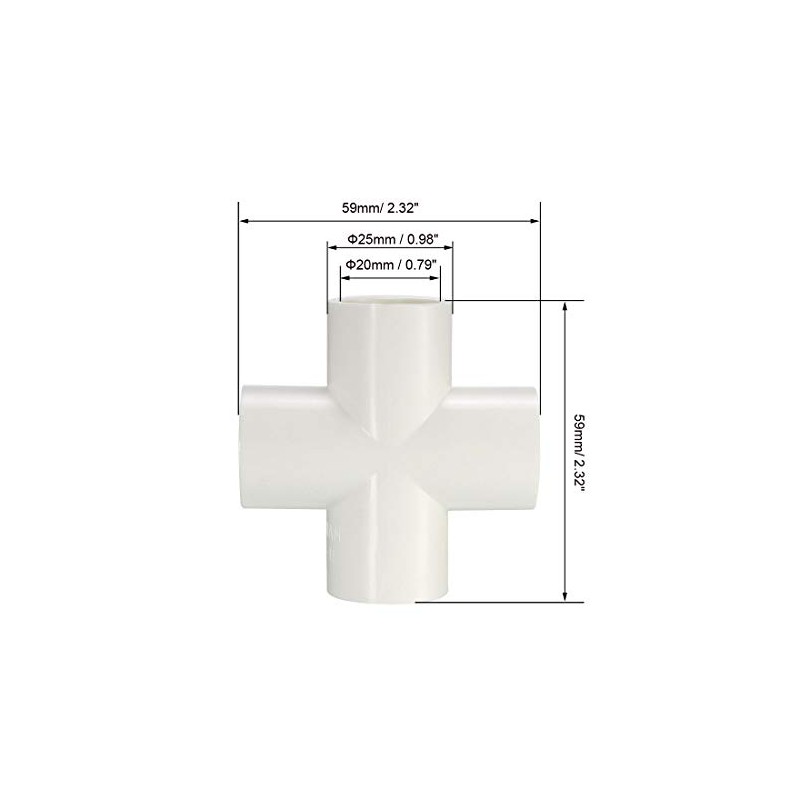 sourcing map PVC Pipe Fitting 4 Way Cross Schedule 40