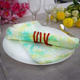 FINGERCRAFT Cloth Napkins Cotton Linen Colorful Tie and Dye Reusable Washable Set of 6 Perfect Dining Table for Parties Weddings 20x20 Inch