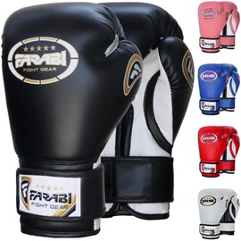 Farabi Sports Kids Boxing Gloves 4, 6, 8-oz Junior Muay Thai Gloves Youth Kickboxing Sparring Punching Bag Training Gloves (Black, 4-oz)