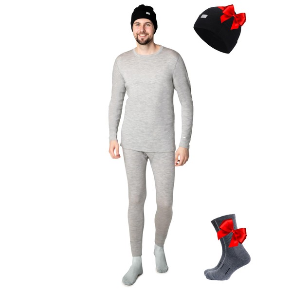 Merino.tech Merino Wool Base Layer Mens Thermal Underwear Set Midweight
