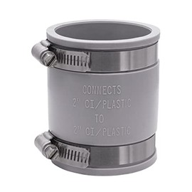 Fernco 1056-22 2-in. Flexible PVC Pipe Coupling for Cast Iron and Plastic Plumbing Connections in Gray