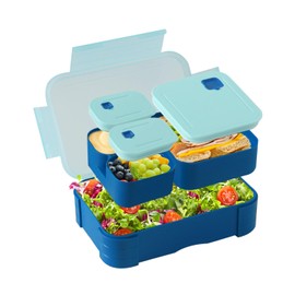 Swkien Children's Lunch Box with Compartments - 1100 ml Lunch Box Children - Leak-proof Lunch Box with Compartments - 3 in 1 Bento Box Nursery Lunch Box - Stackable Snack Box with Lid Lunch Box BPA