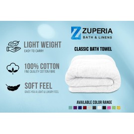 ZUPERIA 4 Pack Premium Bath Towels, 30 x 60 Inches, 100% Ring Spun Cotton - Medium Weight and Highly Absorbent, Quick Dry, Ultra-Soft Towels, Perfect for Daily Use (White/Black)