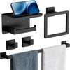5-Piece Matte Black Bathroom Towel Bar Set,24" Bathroom Hardware Kit