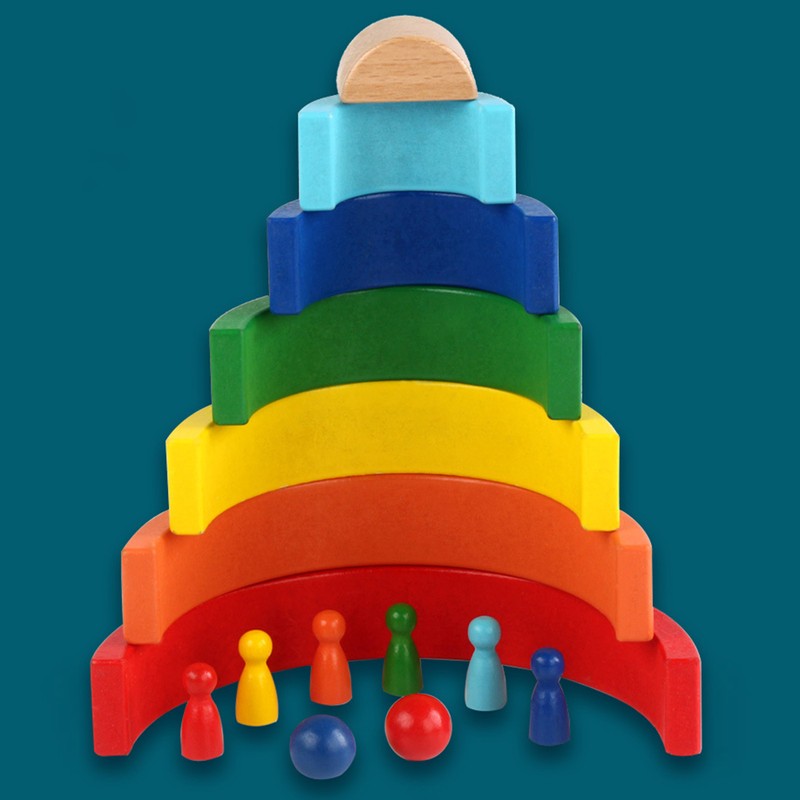 Colorful Building Blocks Educational Interesting Preschool Wooden Stacking Blocks for
