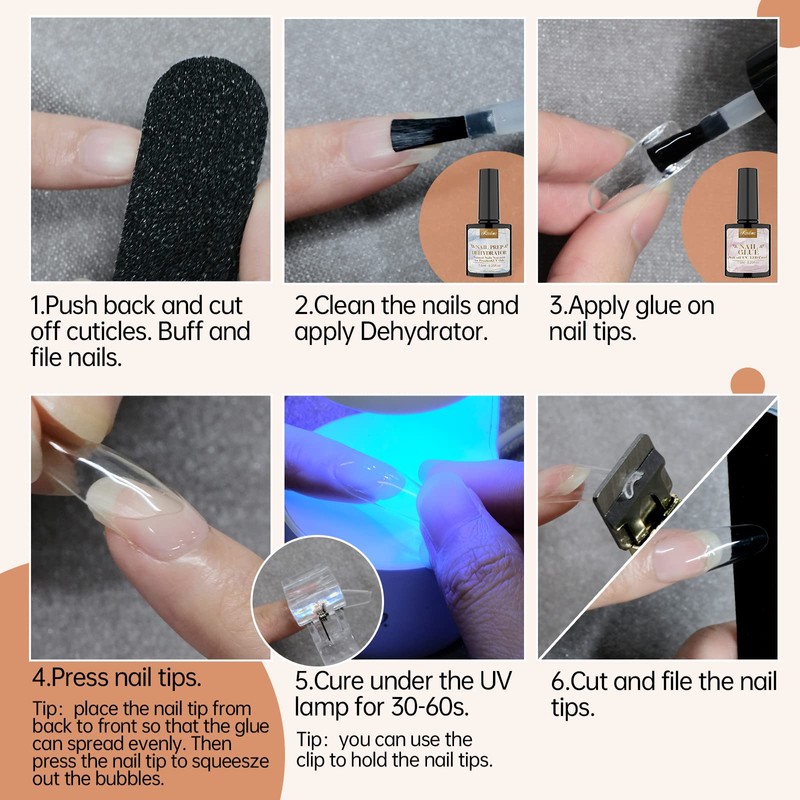 Kredioo Gel X Nail Extension Kit, 500Pcs Acrylic Nail Tips