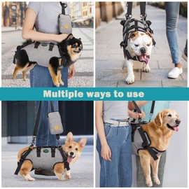 Dog Carry Sling, Emergency Backpack Pet Legs Support & Rehabilitation Dog Lift Harness for Nail Trimming, Pet Carrier for Senior Cats Joint Injuries, Arthritis, Up and Down Stairs, S