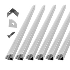 HAMRVL 6-Pack 1ft/30cm 16x16mm Led Aluminum Channel System with Cover V Shape, Led Strip Light Diffuser Track with End Caps Mounting Clips Accessories,Aluminum Profile for Led Strip Lights for Indoor