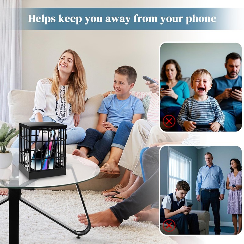 Gemaxvoled Cell Phone Jail-Phone Cage with Lock and Key, Phone