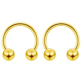2pc 1.2mm 16g Surgical Stainless Steel Horseshoe Bar Hoop 4mm Ball Circular Barbells Earrings Cartilage Helix Septum Nose Lip Rings - 8mm
