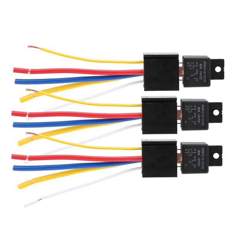 3pcs DC12V 80A LED Flasher Relay Waterproof Shockproof 5‑Pin Car