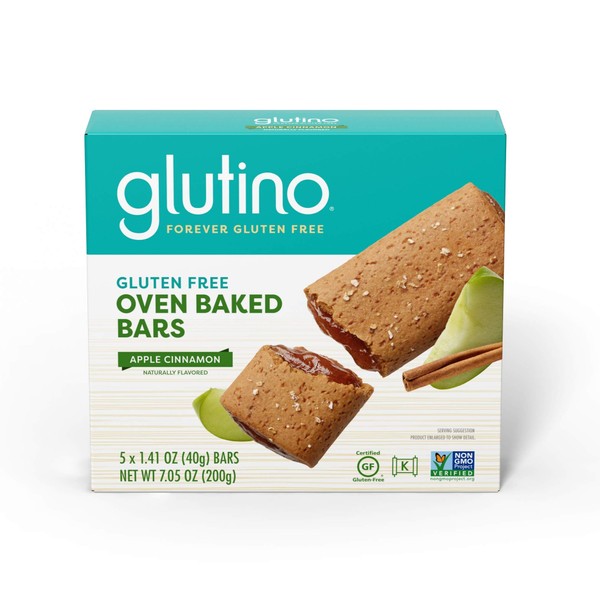 Glutino Gluten Free Oven Baked Bar, Apple Cinnamon, Naturally Flavored, 5 ct