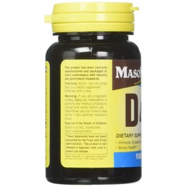 MASON NATURAL Vitamin D3 10 mcg (400 IU) - Supports Overall Health, Strengthens Bones and Muscles, 100 Softgels