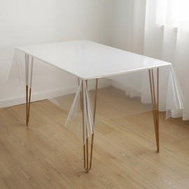 140×180cm Transparent Dining Table Cover, Clear Table Protector, Oil and Heat Resistant PVC Table Cloth, Cut to Size Plastic Table Protector for Home and Office Use