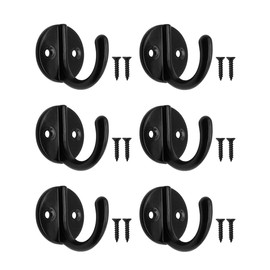 Fuxxer® 6 x coat hooks, towel hooks, iron hooks, black, set of 6