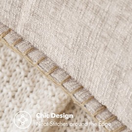 MIULEE Pack of 2 Couch Throw Pillow Covers 18x18 Inch Light Brown Farmhouse Decorative Pillow Covers with Stitched Edge Soft Chenille Solid Dyed Pillow Covers for Sofa Bed Living Room