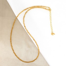 Gempires Natural Citrine Beads Necklace, 2.4-2.5 mm Beads With 16 + 2 Inch 14k Yellow Gold Plated Adjustable Chain (Citrine)