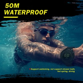 AVTREK Digital Sport Watches for Men Boys Army Military Compass Watches Outdoor Multifunction Waterproof Altimeter Pedometer Watch with Backlight Alarm (Black)