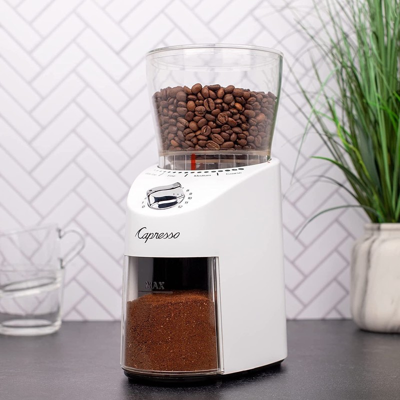 Capresso Infinity Plus Conical Burr Coffee Grinder - White
