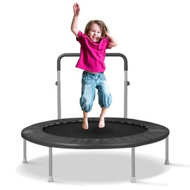 Lyromix 40 Inch Mini Trampoline for Kids and Adults, Indoor Toddler Rebounder Trampoline with Handle, DarkBlack