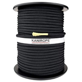 Kanirope® Polyester Rope with Aramid Core Kevlar Rope Parabraid 3 mm 100 m Black Braided