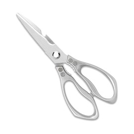 1 PCS Stainless Steel Scissors, Kitchen Scissors Multi-Purpose, with Bone Cutter, Bottle Opener, Fish Scaler, Nutcracker - Ergonomic Non-Slip Handles for Chicken, Poultry, Food Cutting (Silver,23.5cm)