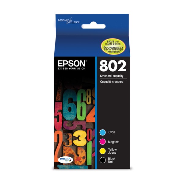 EPSON T802 DURABrite Ultra Ink Standard Capacity Black & Color Cartridge Combo Pack (T802120-BCS) for select Epson WorkForce Pro Printers