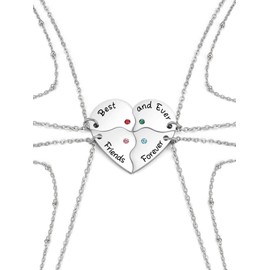 Jovivi Stainless Steel Friendship Necklaces 2/3/4 Heart Puzzle Pendant with Engraving Best Friends Necklace Friends Chains for Sisters Partner Friends, Stainless Steel, No Gemstone