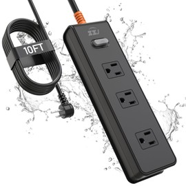 Outdoor Power Strip Weatherproof, IPX6 Waterproof Surge Protector with 3 Wide Outlets,1875W/15A Overload Protection Switch, 10FT Extension Cord, Wall Mountable for Indoor Outdoor, UL FCC Listed