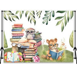 QICAIYUN Animal Reading Background Children Reading Photography Background Student Classroom Library Children Elementary School Decoration Photo Banner 7x5ft YUNBZT402