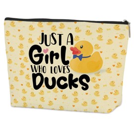 Lustige Kosmetiktasche, Niedlich Schminktasche mit Entenmotiv, Ente Liebhaber Geschenk, Kulturbeutel mit Reißverschluss für Damen und Mädchen, 25×17cm/9.84×6.69in