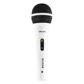 Fenton DM100W Dynamic Handheld Microphone with XLR Jack Cable, On/Off Switch, Vocal Karaoke PA Singing Mic, White