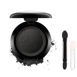 Black Single Color Glitter Eyeshadow with Brush, Shimmering Pressed Powder, Highly Pigmented Sparkly Eyeshadow for Girls Women, Waterproof and Long-Lasting for Party, Stage Looks