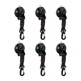 Relaxdays Suction Cup Hooks, Set of 6 for Camping, Motorhome, Car, Strong Hold 2 kg, Camping Accessories, Suction Hooks, Black