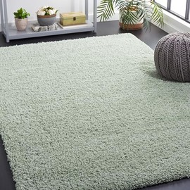 SAFAVIEH Laguna Shag Collection Area Rug - 5'3" x 7'6", Light Sage, Solid Design, Non-Shedding & Easy Care, 2-inch Thick Ideal for High Traffic Areas in Living Room, Bedroom (SGL303V)