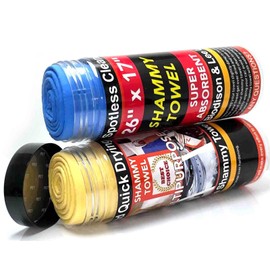 Premium Shammy Cloth for Car Drying - 2pk(26”x17”) - Super Absorbent Synthetic Chamois Towel for Car - Reusable Car Drying Shammy - Scratch-Free Car Drying Towel(Yellow & Blue)