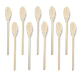 KO&CO Wooden Cooking Spoon Made of Untreated Beech Wood 1 Cooking Spoon Set with 10 Oval Spoons of 30 cm Wooden Cutlery Handmade Kitchen Aid Wooden Practical Wooden Spoon Wooden Cooking Spoon