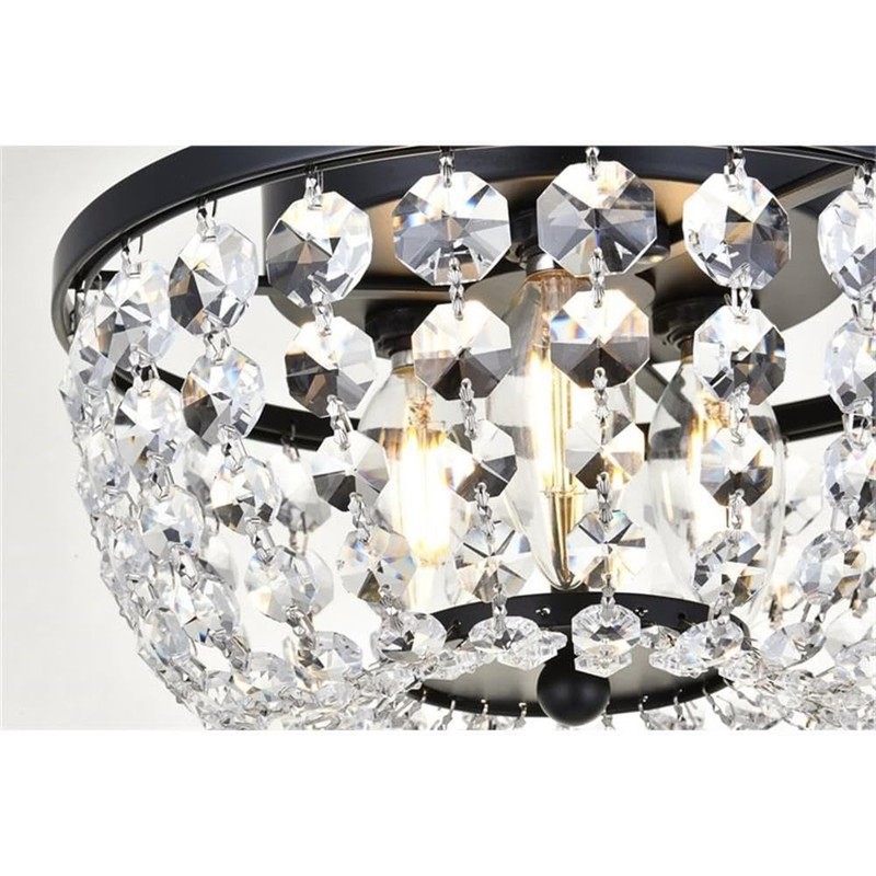 MAKLAINE Contemporary Flush Mount Light, 10 in Round Iron Frame
