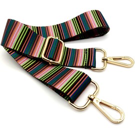 Adjustable Shoulder Strap for Bags Rainbow, Bag Straps for Changing, Bag Strap Wide with Carabiner Gold, 80-130 cm Carry Strap, Bag for Women, Shoulder Straps, Modern Handbag, 3.8 cm, 28