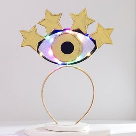 CASDRE Evil Eye Headbands Light up Headpieces Stars Hair Hoop Sparkly Hair Accessories for Adult and Childs (B Gold)