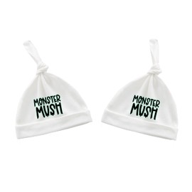 AOUYOA Baby Twins Hat Monster Mush Newborn Baby Hat Cute Unisex Hat Infant Twin Outfits Set(white Monster hat)