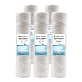 Standard Water Filter 10" 50 Micron 10" x 2.5" High Dirt Holding Capacity Fits 10" Standard Housing (Pack of 5)
