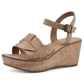 WHITE MOUNTAIN Women's Simple Wedge Sandal, Cork/Natural, 10 M