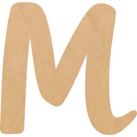 4 Inch Tall Wooden Letter M Unfinished Craft, Wood Alphabet for Nursery Room Decor, Muthike MDF Cutout