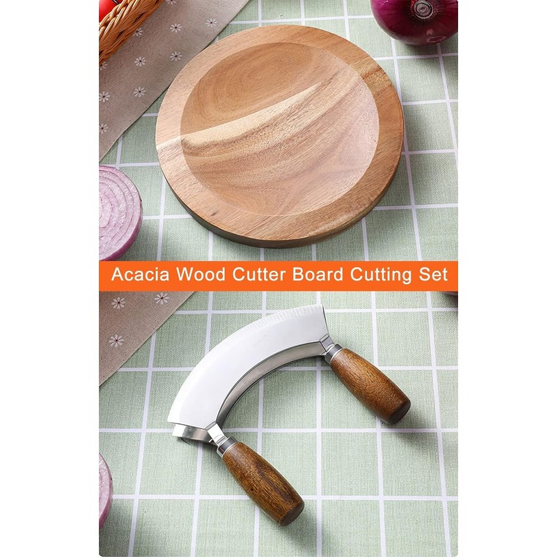 TIYOORTA MEZZALUNA KNIFE AND CUTTING BOARD – Double Blade herb