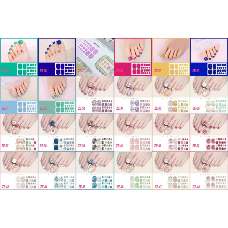 Gel Nails Stickers Pegatinas Para Pie Uñas Múltiples Estilos