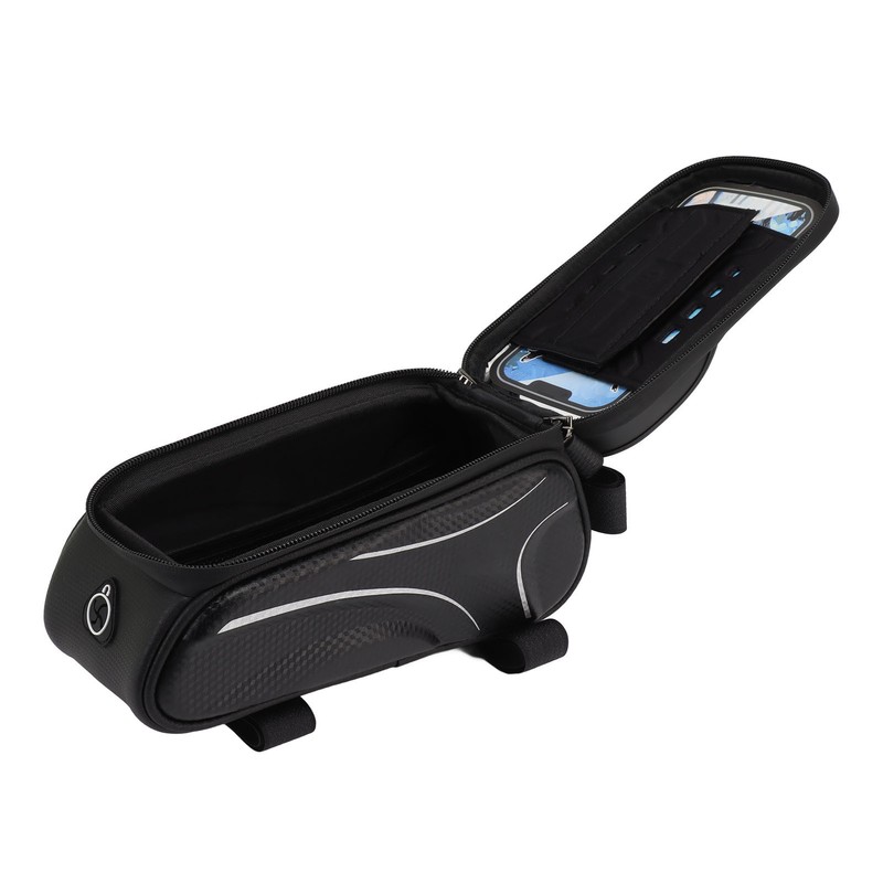 Bike Phone Mount Bag Large Capacity Waterproof Carbon Pattern PU