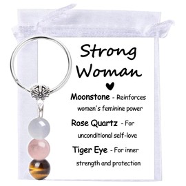 MKISHINE Strong Woman Crystal Keyring Gift for Women Empowerment, Best Inspirational Gift For Women, New Job Promotion Congrats Good Luck Gift for Best Friends, Sister, Mom, Aunt, Coworker, Beige,