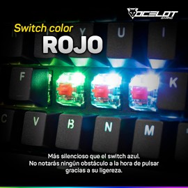 OCELOT GAMING Teclado Mecánico Ok-TKL2. Switch Rojo, Formato TKL, Full RGB. Fabricación en ABS